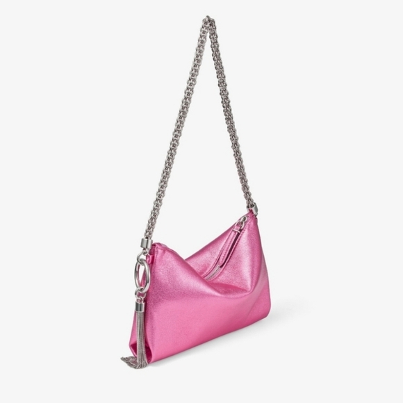 Jimmy Choo Handbags - JIMMY CHOO Callie Mini Candy Pink Metallic Nappa Leather Mini Clutch Bag NWT